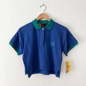 Liz Sport 1990s Vintage Cropped Cotton Polo Shirt Deadstock